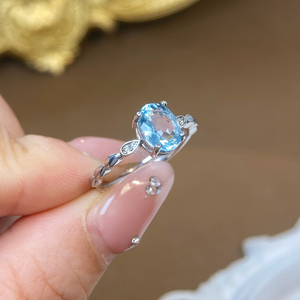 Anello di Lusso in <span class=keywords><strong>Acquamarina</strong></span> Naturale, Argento Sterling 925, Gemma per Donna, Vendita all'Ingrosso - Product Image 3