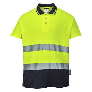 PORTWEST - S174YNR4XL Polo bicolore en coton confortable haute visibilité jaune/bleu marine-EAN 5036108305131 HI-VIS WORKWEAR - Product Image 1
