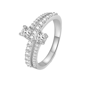 Yellow Gold Plated Moissanite Engagement <b>Ring</b> Round Brilliant Cut <b>Cross</b> Design Pave Setting Women's Classic Style - Product Image 2