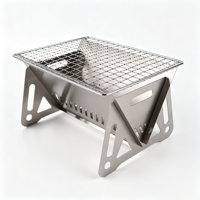 Barbecue portable pliable en acier inoxydable personnalisé, petit réchaud à charbon de bois avec grille extensible