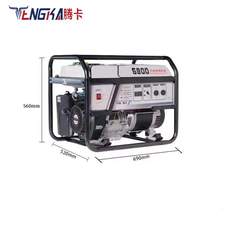 Tengka All Copper Portable Gasoline Generator 3KW to 8KW Single Phase 12V DC/AC Output Electric Start 60Hz Frequency