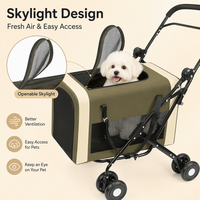 Poussette pour chien de grande taille, 4 roues, cadre en acier carbone 16 mm, tissu Oxford 300D, pliable, logo personnalisé