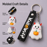 Llavero de PVC suave 2D 3D al por mayor para Halloween, con logotipo personalizado en relieve, de goma, OEM ODM para compradores de marcas globales