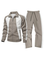 Ensemble de survêtement pour homme avec veste zippée et pantalon de survêtement, style color block, décontracté, pour la course à pied et le jogging