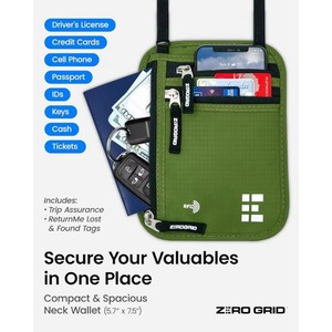 Muestra gratuita al por mayor: Cartera de cuello RFID negra para pasaporte, tarjetero y monedero. - Product Image 6