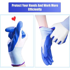 Guantes de seguridad para el trabajo, de látex, texturizados, antideslizantes, de cobertura completa, para jardinería, construcción, almacén, talla grande - Product Image 6