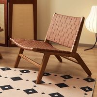 Fauteuil en cuir tressé de style scandinave minimaliste - Super confortable pour les salons, les balcons, les hôtels, les cafés, les salles à manger