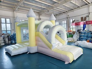 Château gonflable avec toboggan en PVC de couleur pastel personnalisé en usine, pour enfants, combo maison de rebondissement - Product Image 2