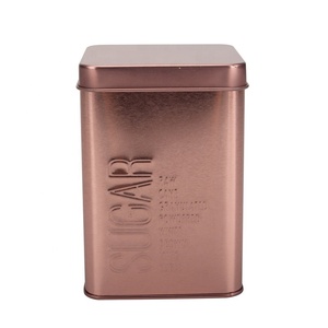 Set di 5 Contenitori Quadrati <span class=keywords><strong>in</strong></span> Metallo Ecologico per Cucina: Barattoli per Caffè, Zucchero, Tè e Contenitore per Pane - Product Image 3