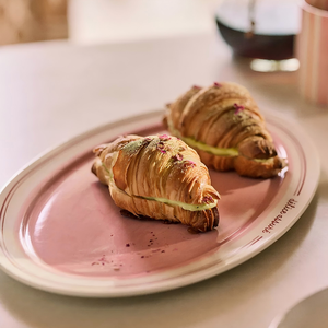 Plato de Taco de buffet con aperitivo a mano de forma ovalada, plato de taco con logotipo personalizado, platos grandes de cerámica para servir para restaurante y hogar - Product Image 1