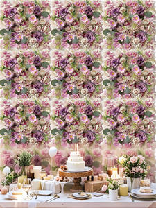 Panneau mural de fleurs séchées inspiré du jardin de Monet, hydrangea, toile de fond florale artificielle de qualité supérieure, décoration de mariage, événement romantique - Product Image 2