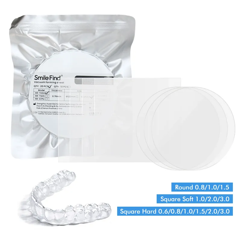 Retenue de dents 0.3mm 0.35mm multicouche personnalisable rond carré PETG orthodontique dentaire clair aligneur feuilles TPU