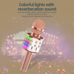 Micrófono de Karaoke inalámbrico 4 en 1 con luces Led, juguetes divertidos para niños y niñas