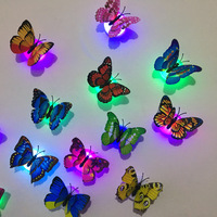 Papillon lumineux coloré LED veilleuse Flash créatif autocollants muraux tridimensionnels pour la maison et les cadeaux alimentés par batterie