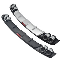 Difusor de Parachoques Trasero Universal con Punta de Escape, Plástico ABS, Negro Plateado, Difusor de Labio de Parachoques Trasero