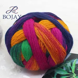 Space Dye Soft Wool and Nylon Blended Yarn 1mm 100g Ball Yarn, Worsted Hand Knitting or Crochet Rainbow Lace Yarn