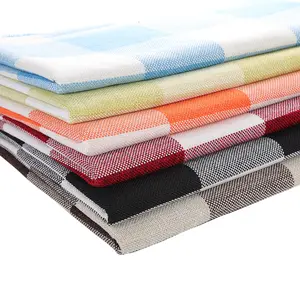 Sợi dệt kẻ sọc Polyester Faux linen vải tùy chỉnh Polyester giả Linen kẻ sọc sofa vải
