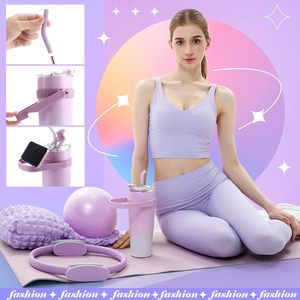 7-Piece Pilates Essentials Kit for Women 11.81\" <b>Circle</b> <b>Ring</b> Ball 9.84\" Yoga Ball Home Workout Pilates Equipment Packaged Bag - Product Image 3