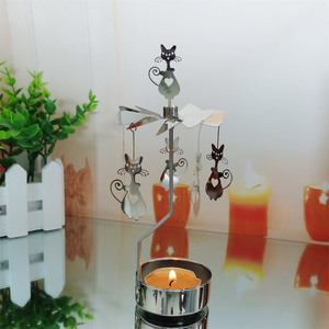 Benutzer definierte Metall Topper Karussell Kerze Tee licht halter Spinn kerzenhalter <span class=keywords><strong>Rotary</strong></span> Kerzenhalter Katze Für Weihnachten Kleines Geschenk - Product Image 3
