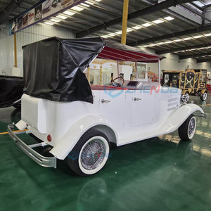 Auto Clásico Americano de Lujo, Auto Eléctrico Clásico de Aleación Vintage para Adultos, Autobús Clásico Blanco con Parasol - Product Image 3
