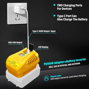 <span class=keywords><strong>Cargador</strong></span> de Batería USB Bidireccional de 100W para Dewalt 20V, Adaptador de <span class=keywords><strong>Cargador</strong></span> con <span class=keywords><strong>Carga</strong></span> Rápida Tipo-C y USB para Dispositivos Eléctricos - Product Image 2