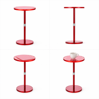 Table d'appoint rouge en acrylique élégante, anti-tremblement, minimaliste, haute transparence, qualité supérieure, acceptant les commandes en gros, directement de l'usine