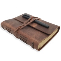Agenda quotidien fait main en cuir avec pages lignées, carnet en cuir véritable A5