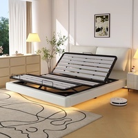 Lit Moderne Simple Intelligent Électrique Zéro Pression Automatique Multifonctionnel Double Flottant Oreille d'Éléphant Lit Maître en Cuir Véritable