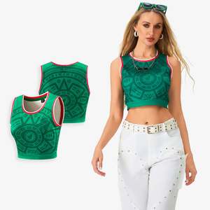 Tank Top Sepak Bola Wanita Seksi Tanpa Lengan Model Crop, Grosir Jersey untuk 6 Tim Sepak Bola Nasional - Product Image 4
