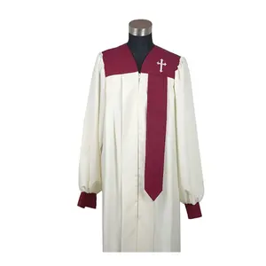 Factory Unisex Matte Senior Carly Cross Choir Robe Church Long Gown with Adjustable Cuff Sleeve