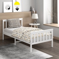 Lit simple moderne en bois de pin massif avec rangement, couleur personnalisable, meubles de chambre à coucher, prix bas