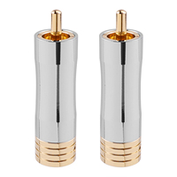 Connecteur audio RCA mâle en cuivre plaqué or OEM - Connecteur audio haut de gamme en métal argenté avec une grande ouverture de 8,9 mm pour câbles Hi-Fi DIY