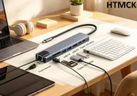 Hub USB 3.0 C 8-en-1 avec 4K pour lecteur de carte RJ45 SD/TF, adaptateur Type C à charge rapide PD