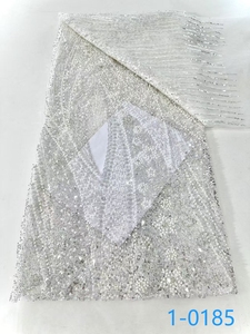 Nuovo arrivo tessuto ricamato a rete fiore di pizzo francese <span class=keywords><strong>dama</strong></span> all'ingrosso paillettes e tessuto di perline - Product Image 5