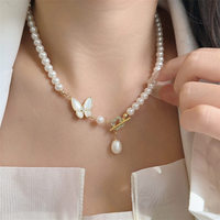 Collier de perles naturelles Collier de perles en forme de larme avec des colliers de perles d'eau douce noués en papillon