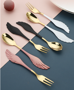 DFC0350 Cuchara-tenedor creativa con forma de ala, de acero inoxidable 304, para el hogar, para niños, para frutas, postres, café, cuchara para remover, personalizable. - Product Image 2