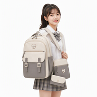Ensemble de sacs à dos scolaires en cuir PU personnalisé 4 pièces, kit de sac d'école imperméable, trousse à crayons, sac à bandoulière pour enfants