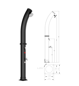 Colonne de douche solaire incurvée noire 35L, chauffée par l'énergie solaire, portable, pour <span class=keywords><strong>piscine</strong></span>, jardin, plage, <span class=keywords><strong>camping</strong></span>, <span class=keywords><strong>avec</strong></span> robinet au sol, OEM ODM - Product Image 2