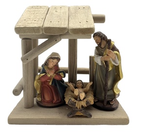 Figurines Catholiques En Gros Personnalisé Résine Artisanat Bébé Jésus Marie Joseph Sainte Famille Nativité Ensemble avec Bois Stable - Product Image 5