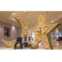 Décorations de centre commercial pour le Ramadan, grandes lumières LED en forme de croissant de lune