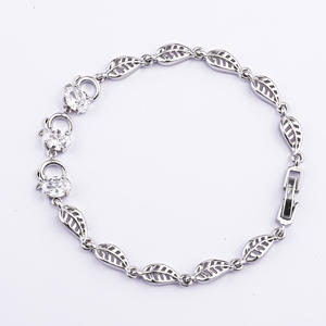 Joyería de Moda Bañada en Oro Blanco Joyería que No se Deslustra Pulsera de Circonita Cúbica Pulseras de Tenis de Diamantes Joyería de Pulsera de Trébol - Product Image 5