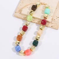 Collier ras du cou en plastique pour femme, perles irrégulières, chaîne dorée, collier ras du cou épais à perles pour femme, vente en gros