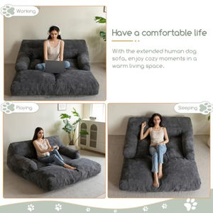 Canapé de sol confortable pour familles <span class=keywords><strong>d</strong></span>'animaux, grand lit pour chien en tissu côtelé pour humains avec mousse de soutien - Product Image 4