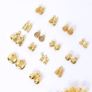 Colgante de cobre macizo chapado en oro de 18 quilates, formas mixtas para hacer collares, accesorios de joyería DIY D110 - Product Image 2