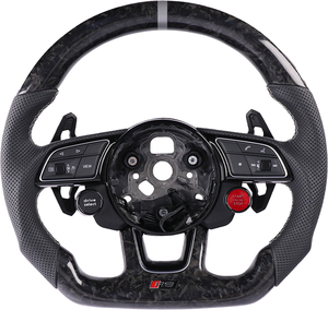 Volant en fibre de carbone amélioré pour les modèles <span class=keywords><strong>Audi</strong></span> A3/A4/A5/A6/B7/8V/S4/S5/RS3/<span class=keywords><strong>RS4</strong></span>/RS5/C7/C8/Q5/Q7, installation plug and play - Product Image 3