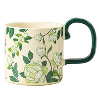 Tasse en céramique moderne rétro de luxe conception de fleurs d'iris grande capacité étanche sans BPA camélia internet boîte cadeau de célébrité pour