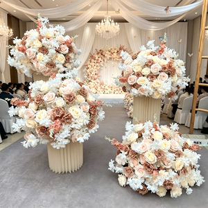 Event Champagne <b>Flower</b> Ball Arrangement Brown Color Silk <b>Flower</b> Ball Centerpieces for Wedding Party Event - Product Image 1