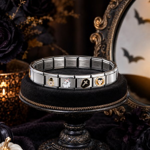 Wholesale Trendy Italian Charm <b>Bracelet</b> Gothic Christian Halloween Tombstone Cross Ghost Link Owl Gun 9mm Stainless Steel - Product Image 4