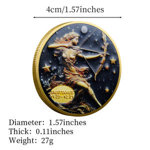 Stok BALIK Burcu Geleneksel <span class=keywords><strong>Metal</strong></span> Hatıra Çift Taraflı Zodyak Kabartmalı Koleksiyonluk Madeni Para - Product Image 6