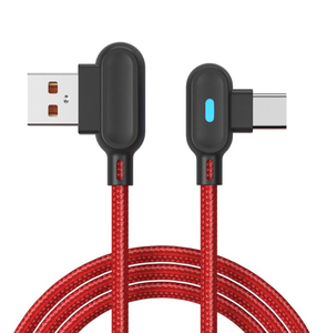 شاحن سريع 1m 66w, شاحن سريع 1m 66w شحن سريع ثنائي الانحناء 90 ضوء مضفر النايلون شاحن سلك من نوع c/مايكرو/آيفون - Product Image 3